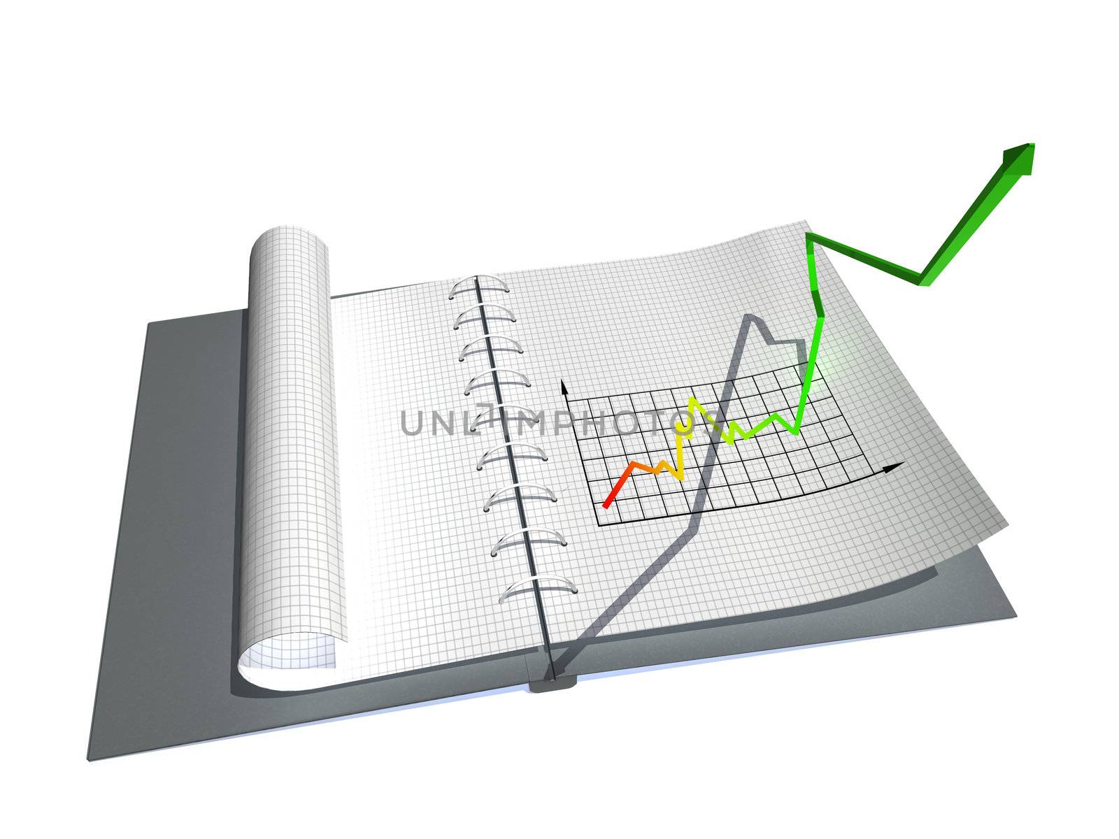 3d scene notebook with stylized by graph