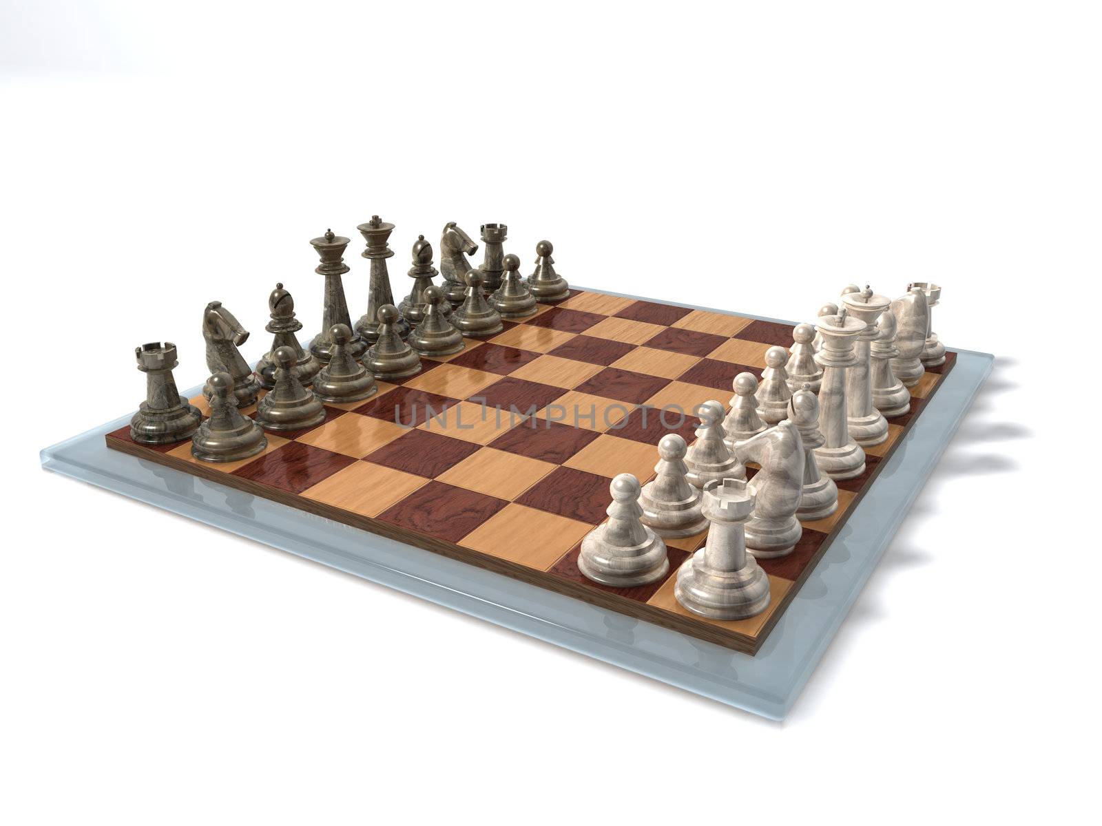 3d scene of the chess board with chess