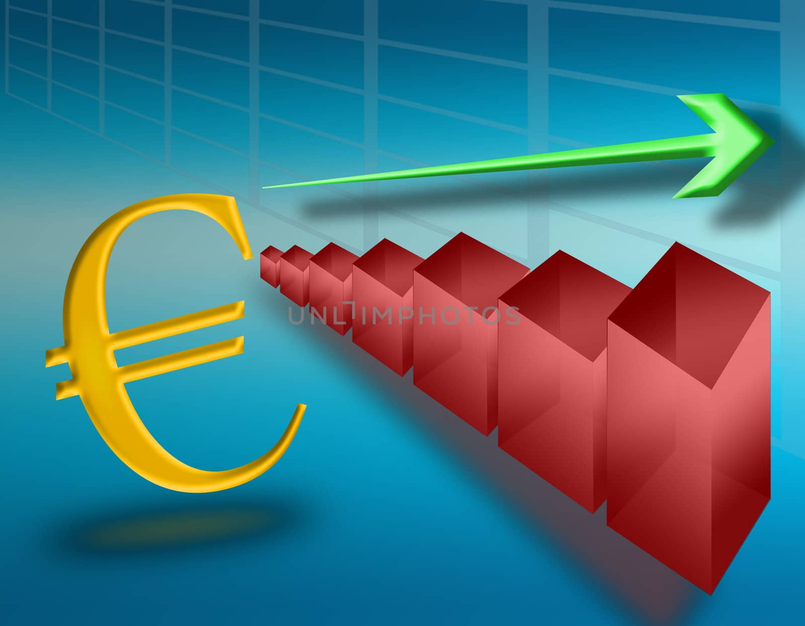 illustration on the concept of growth in the euro
