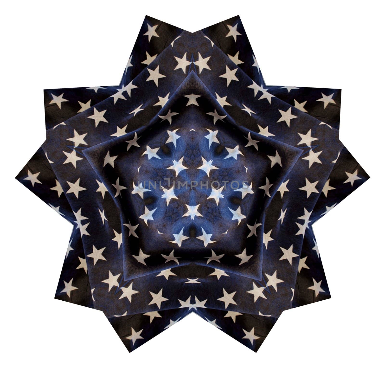 illustration of white stars on larger blue stars