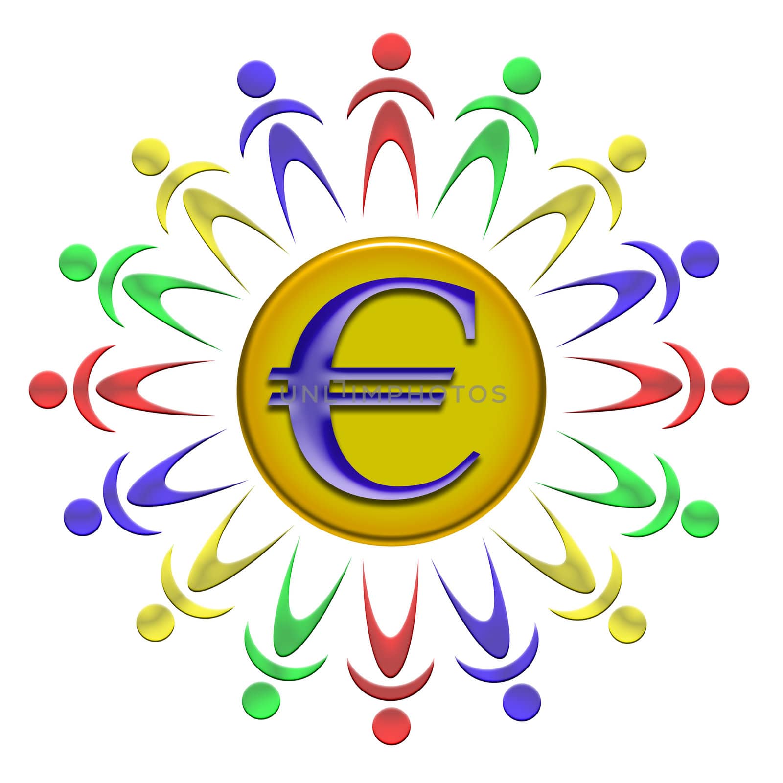 illustration of different men around the euro symbol
