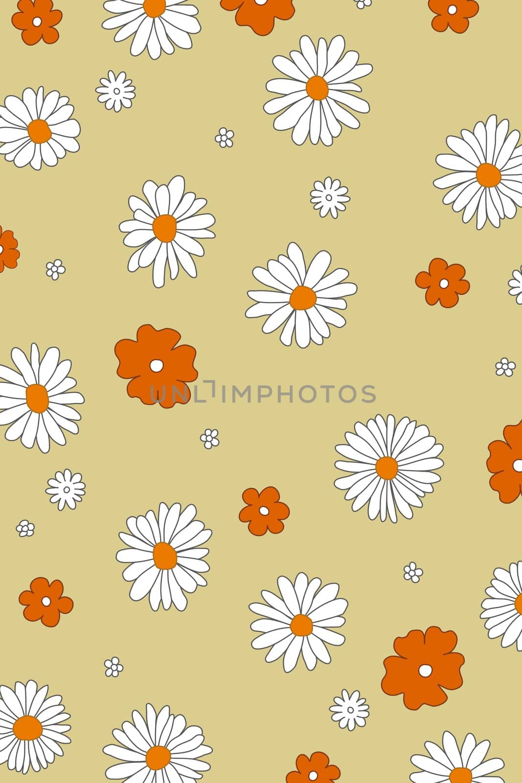 Illustration of many flowers over a cream background