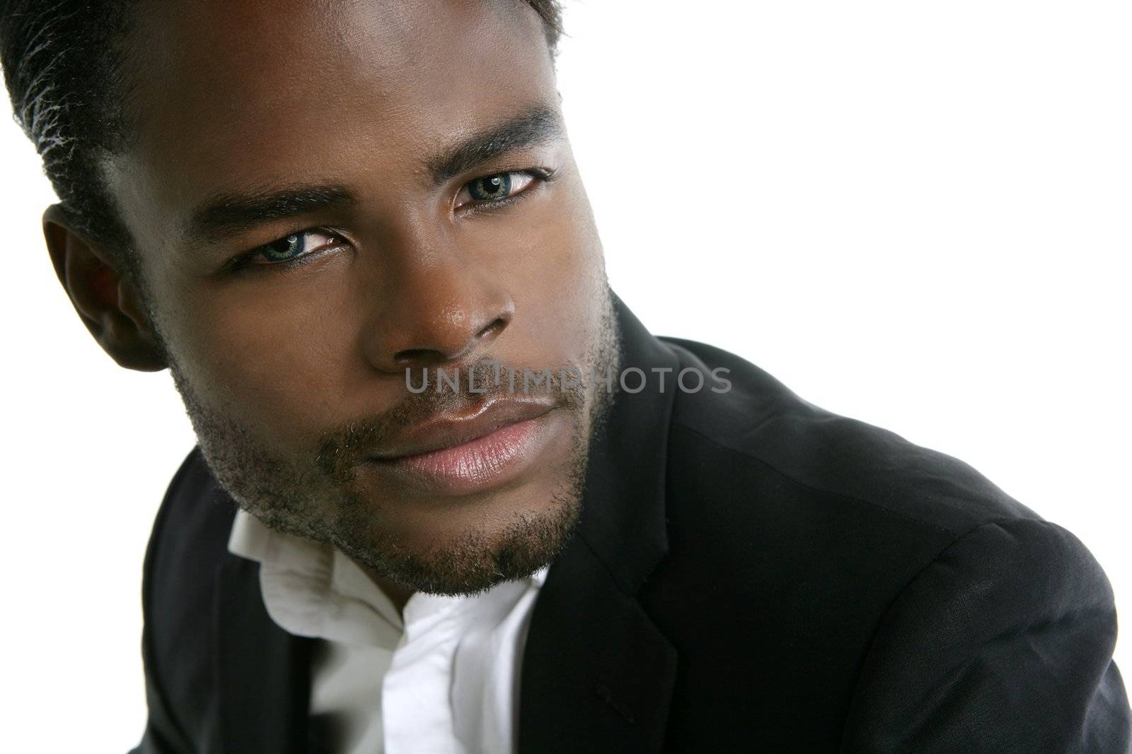 African american young model portrait over white background