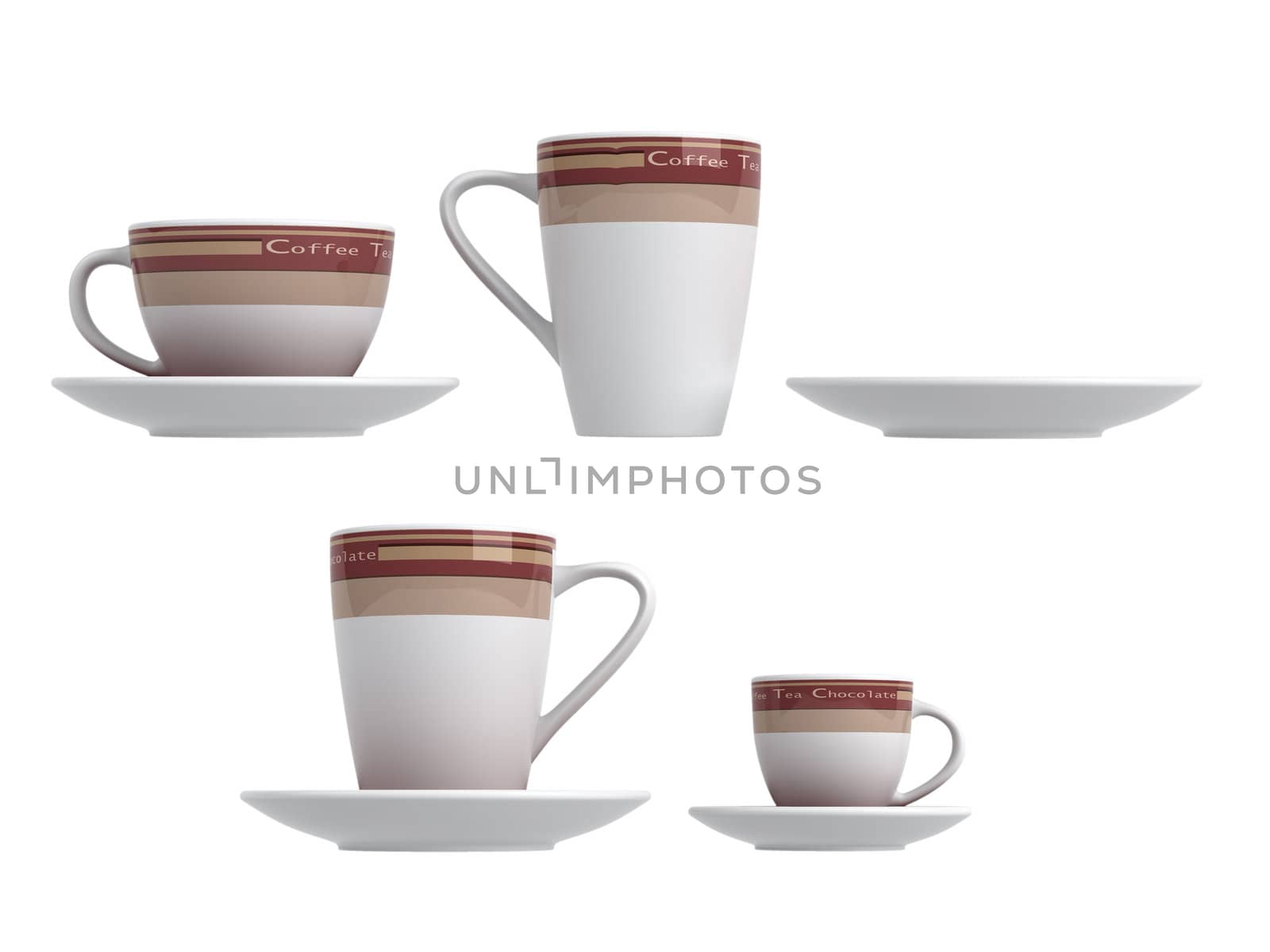 Cups isolated on white background