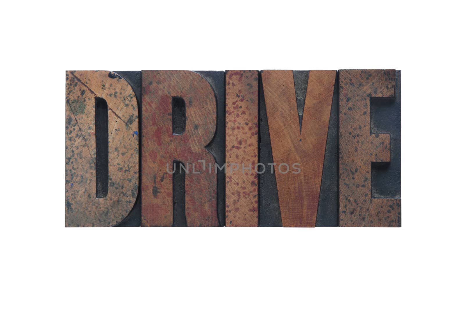 the word 'drive' in old wood type