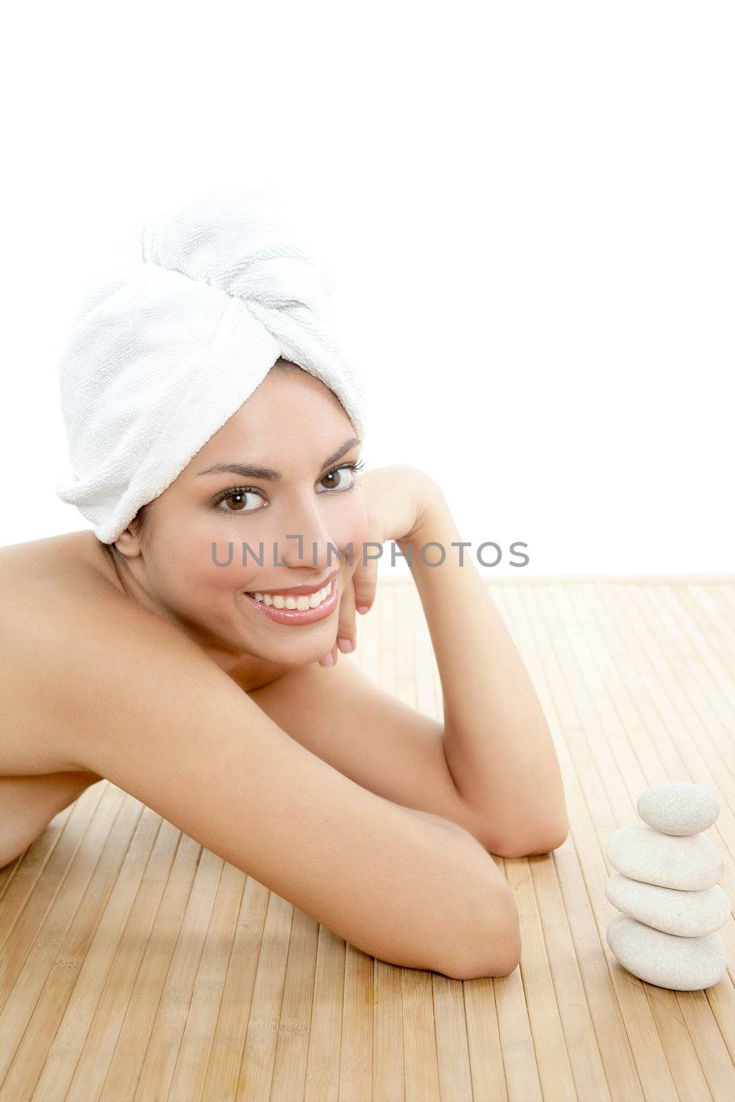 Beautiful indian woman portrait in a beauty spa by lunamarina