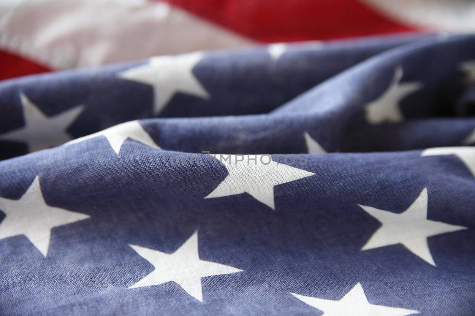 detail of the star section of an American flag