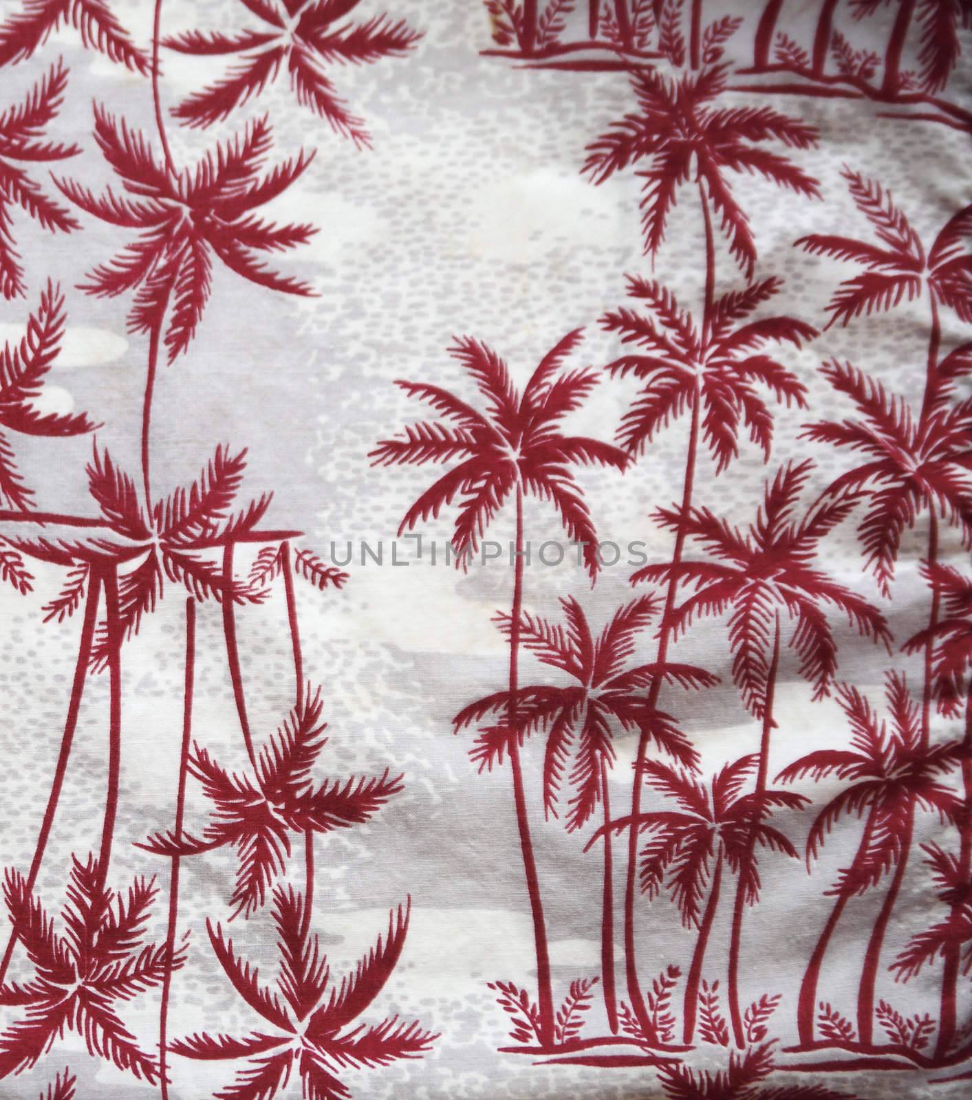 maroon palms from a piece of vintage fabric