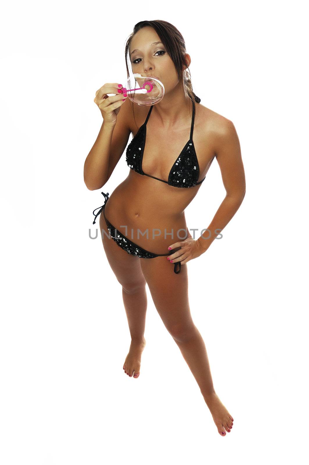 an attractive young woman having fun in her bikini