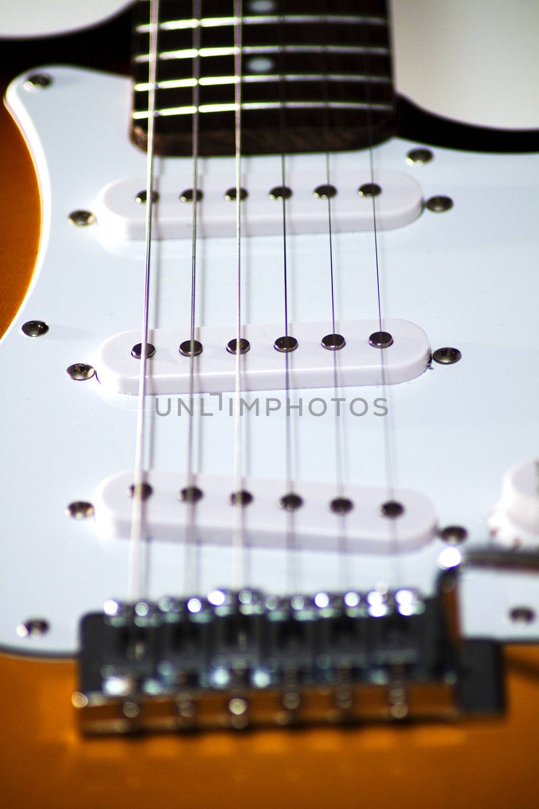 Close up of an electric guitar