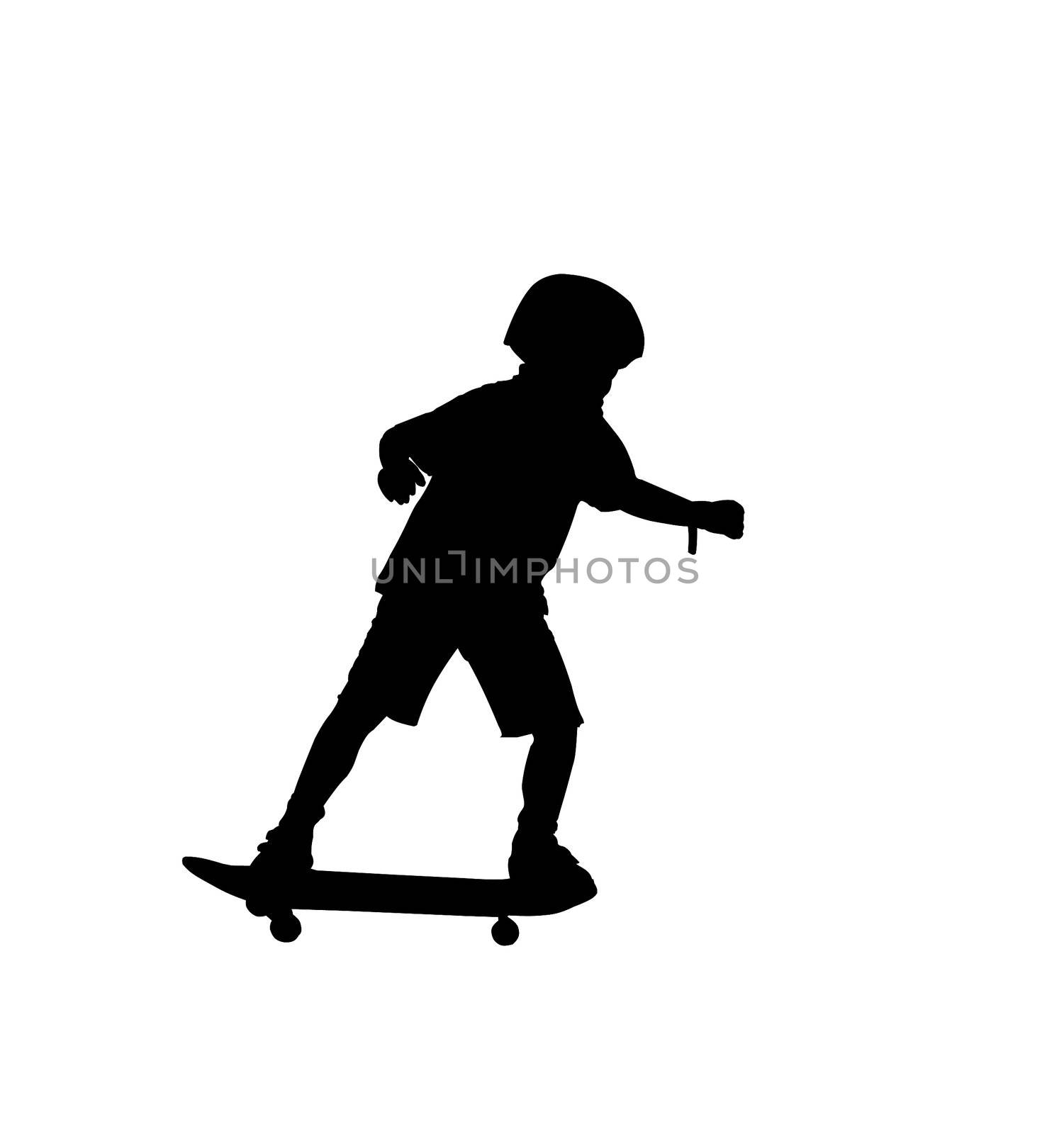 Black silhouette of a boy on a board