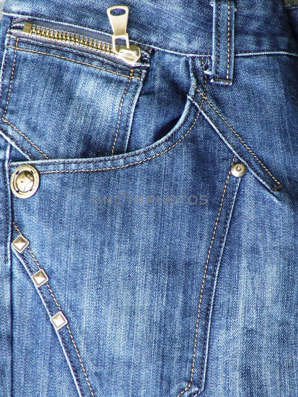 The photo shows the piece of denim trousers