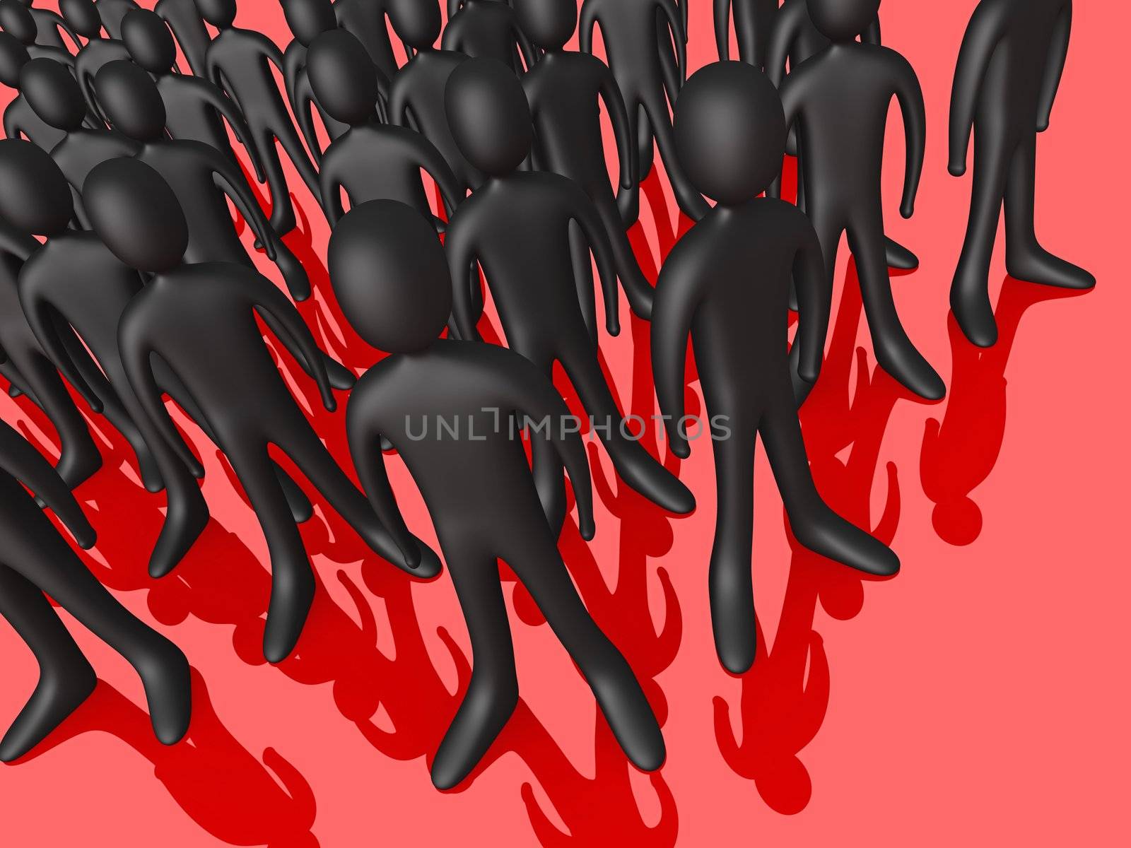 Computer generated image - 3d crowd .