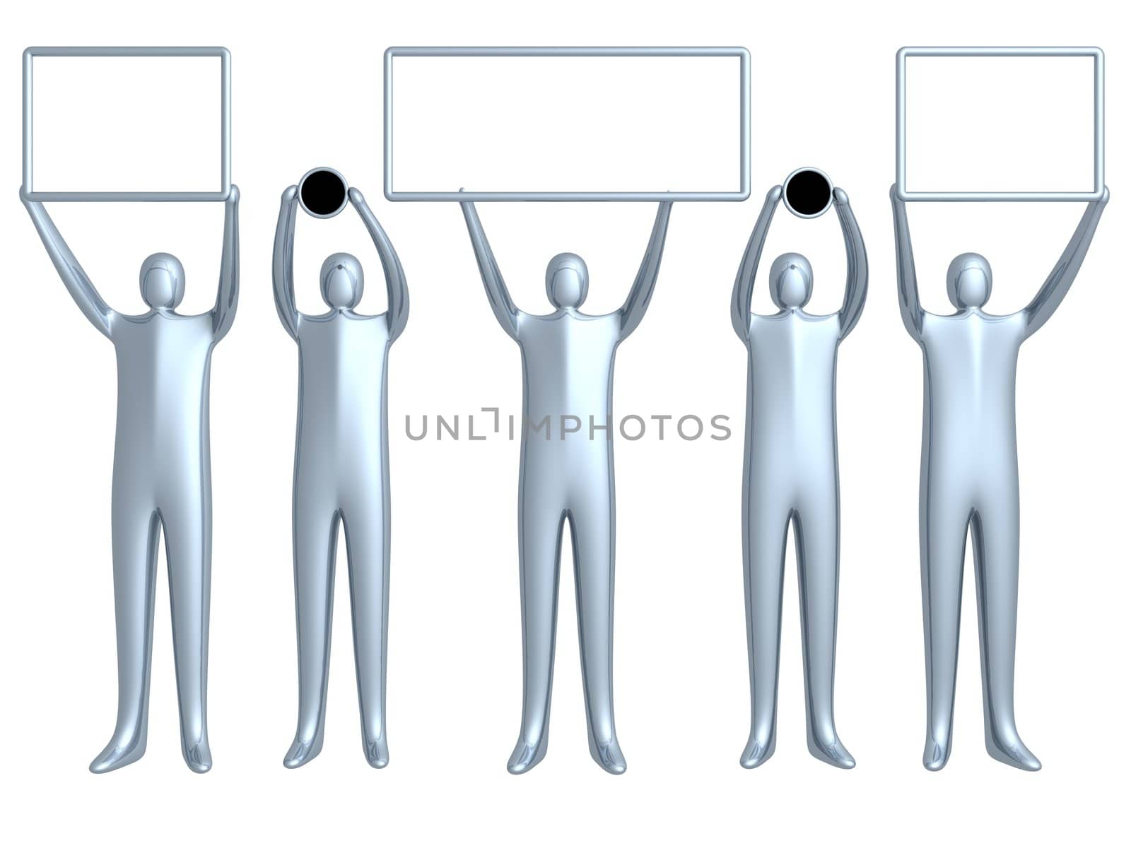 3d people holding a domain sign.