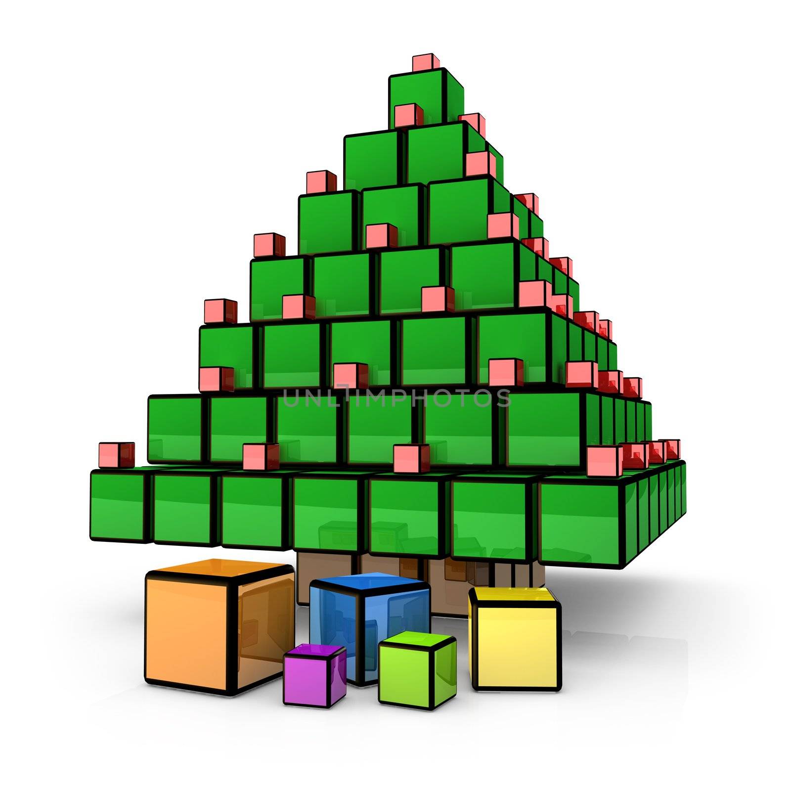 Computer generated image - Box - Christmas Tree.