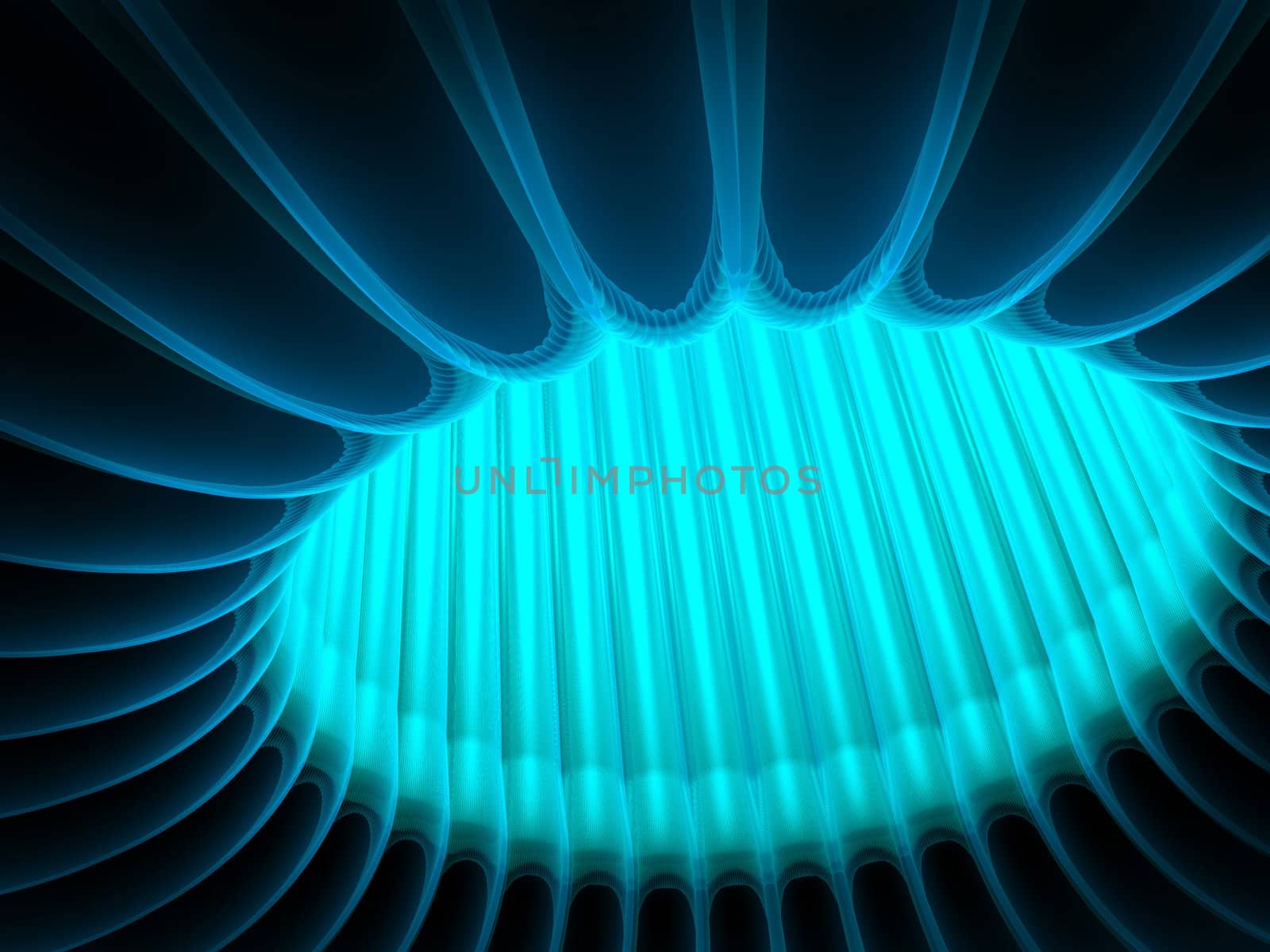 Computer generated image - Blue 3d Tunnel.