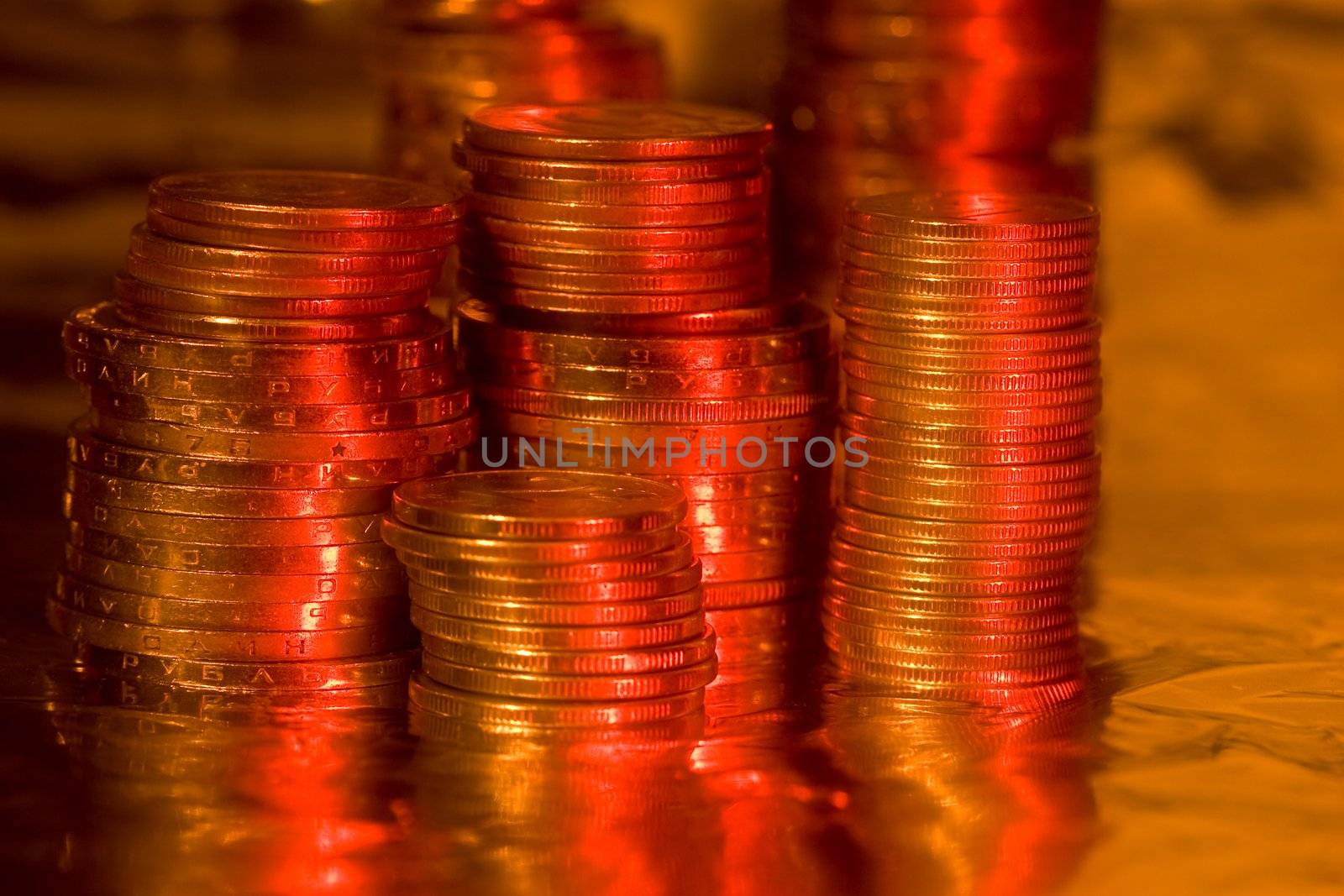 money series: heap of coins orreflective surface