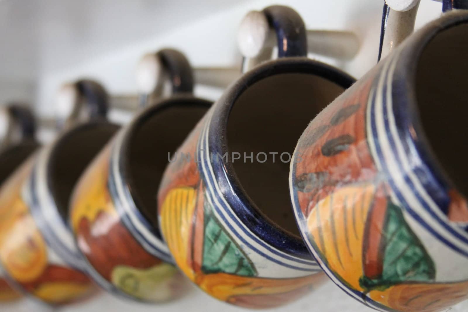 Talavera Tea Cups close up.