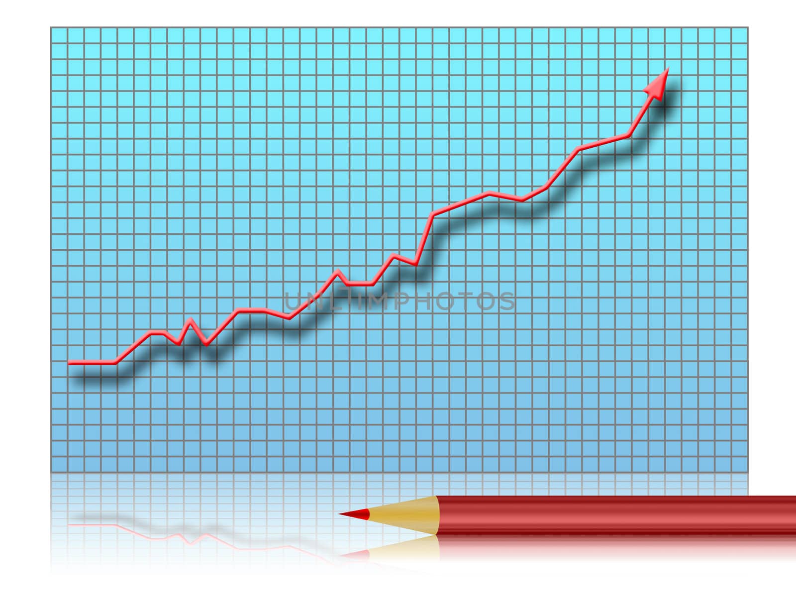 Illustration of a graph of growth with pencil
