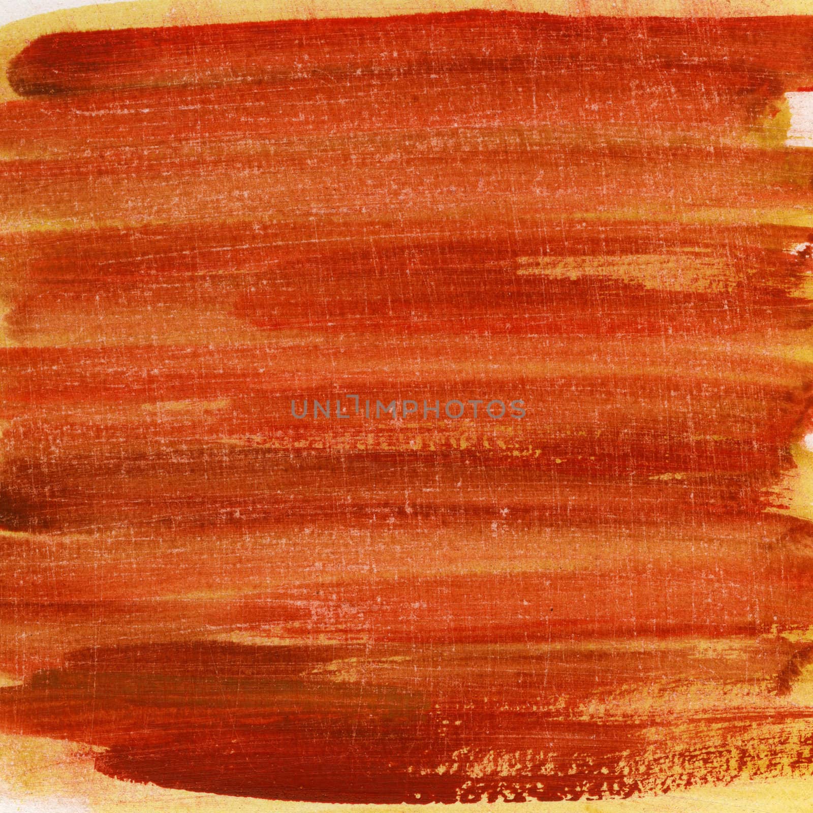 red orange yellow watercolor abstract hand painted with horizontal brush strokes on paper, scratch texture,  self made