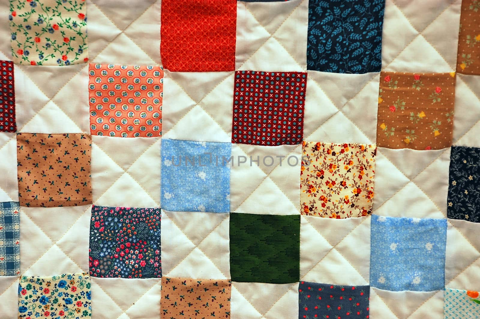 Colorful sewn quilt squares