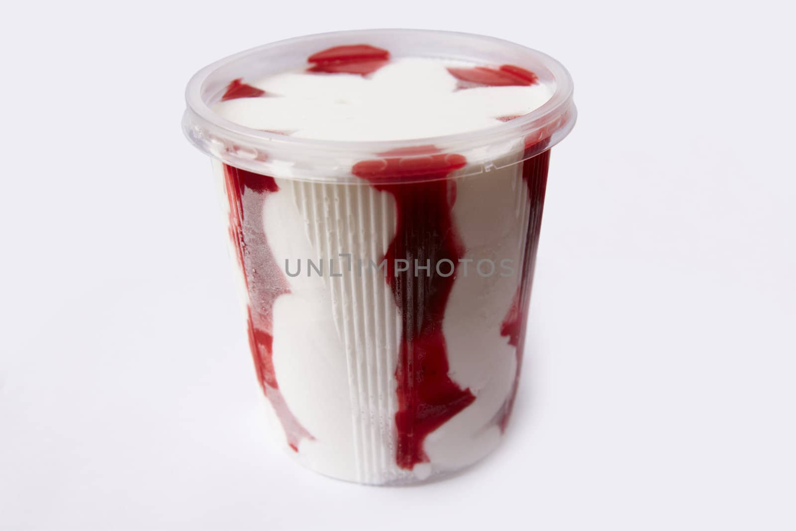 Box Ice cream with strawberry jam