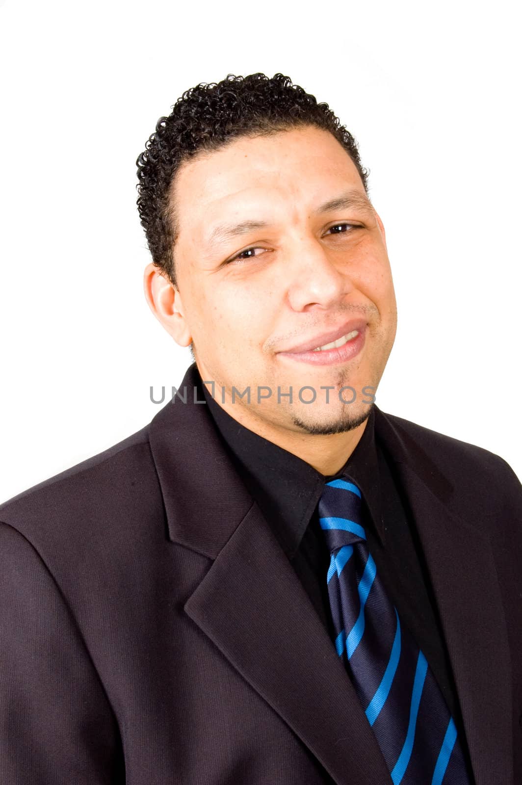 smiling succesful businessman on white by ladyminnie