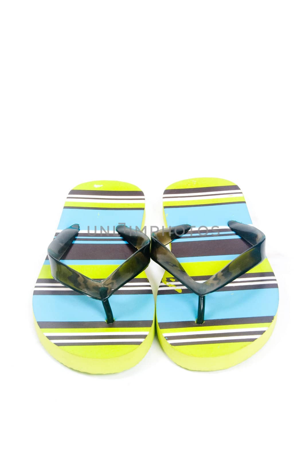 Colorful flip flops isolated on a white background