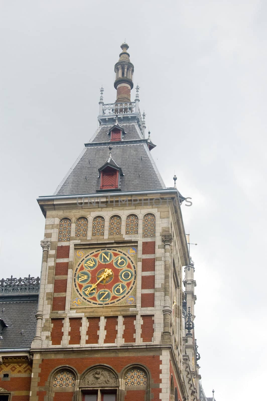 tower of central station in amsterdam with wind direction , the Netherlands