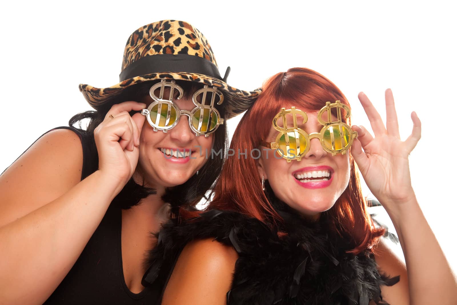 Two Beautiful Girls with Bling-Bling Dollar Glasses by Feverpitched