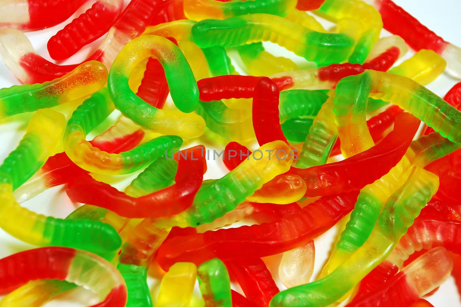 Colorful gummy worm candy