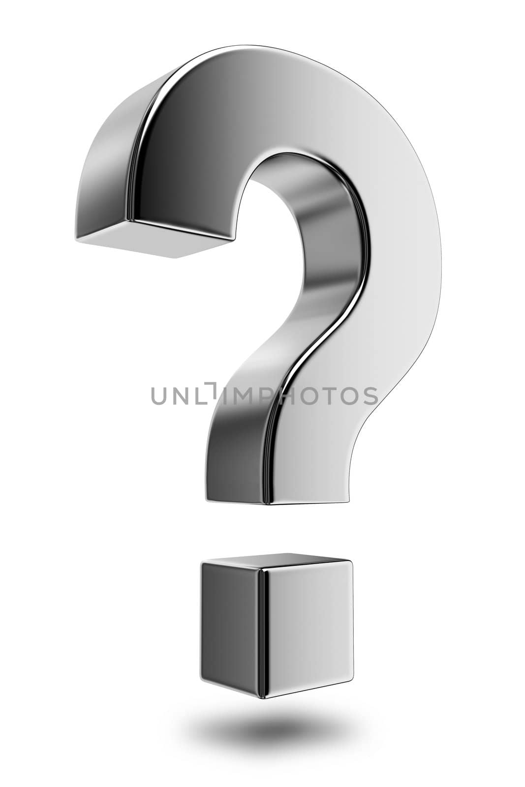Metallic question mark. High resolution rendered in 3D.
