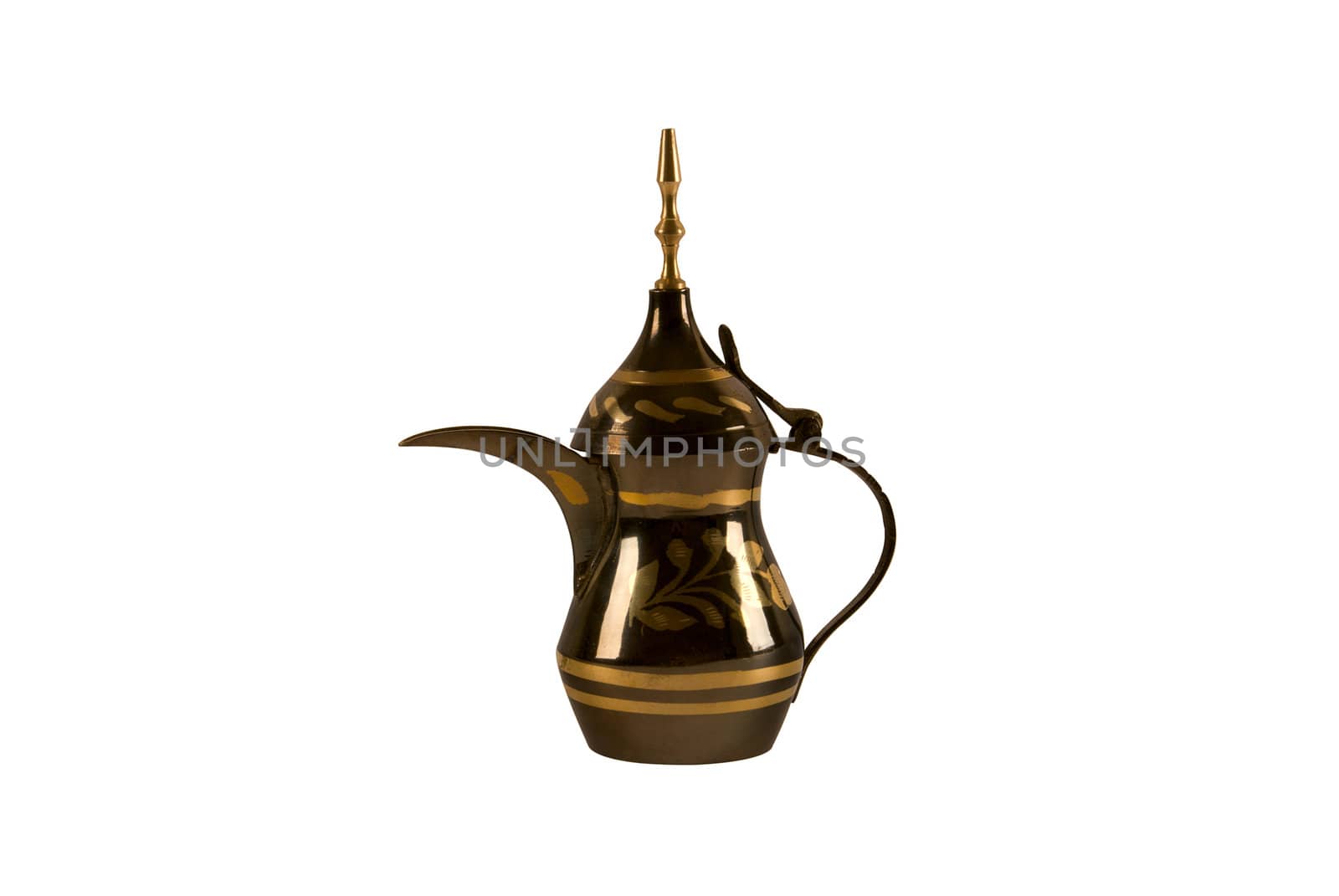 Traditional arab coffee pot on white background