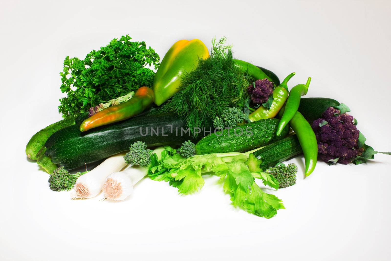 Fresh vegetables isolated on white