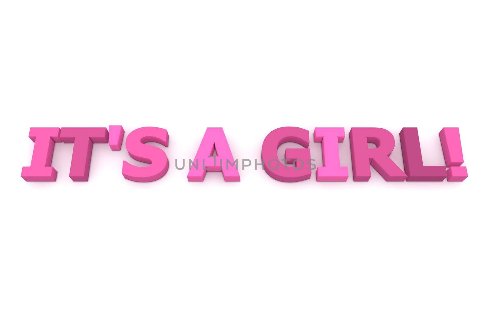 pink letters It's a Girl! on white background - top view