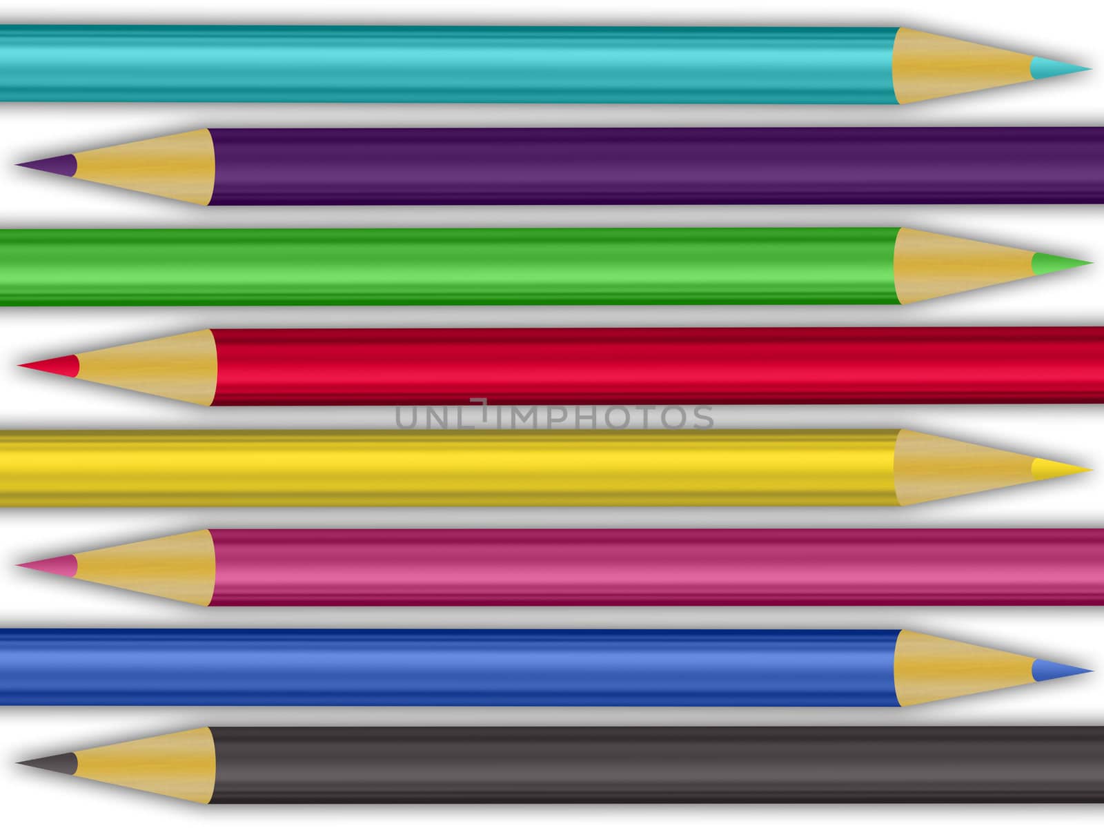 composition of different colored pencils