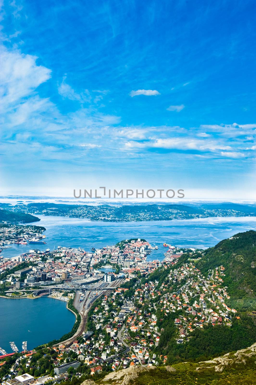 View from mount Ulrikken over Bergen city