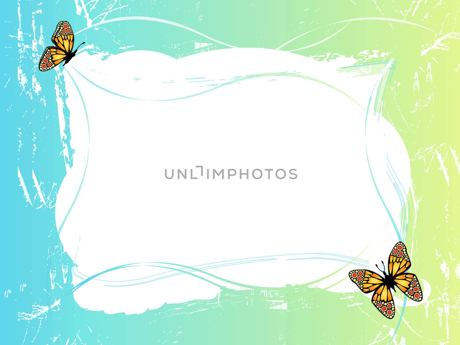 blue green frame with butterflies by marinini