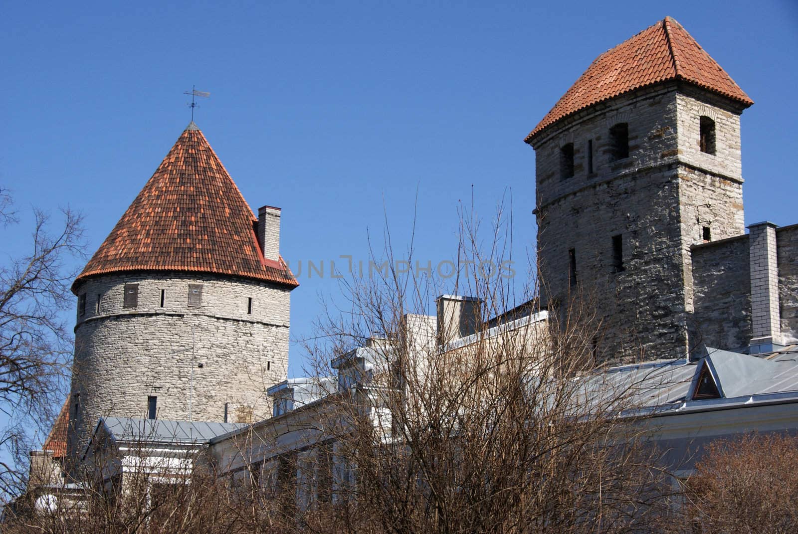 Tallinn, towers and walls of old city   