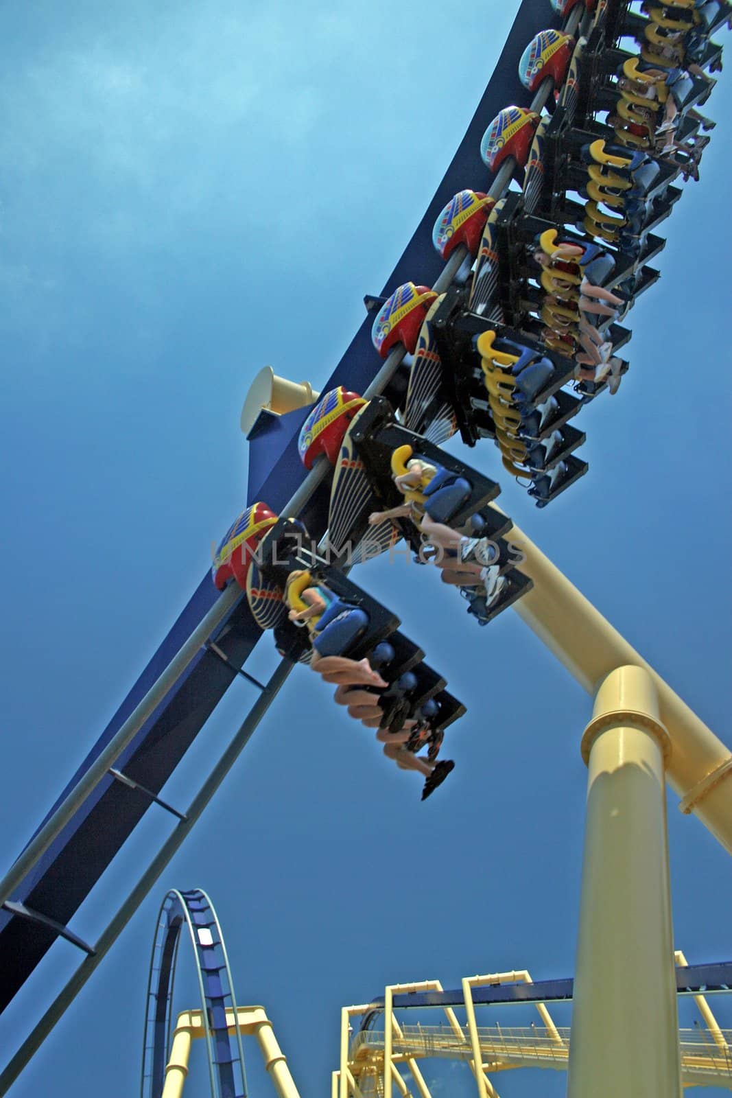 A Roller Coaster with Track and People in Florida.