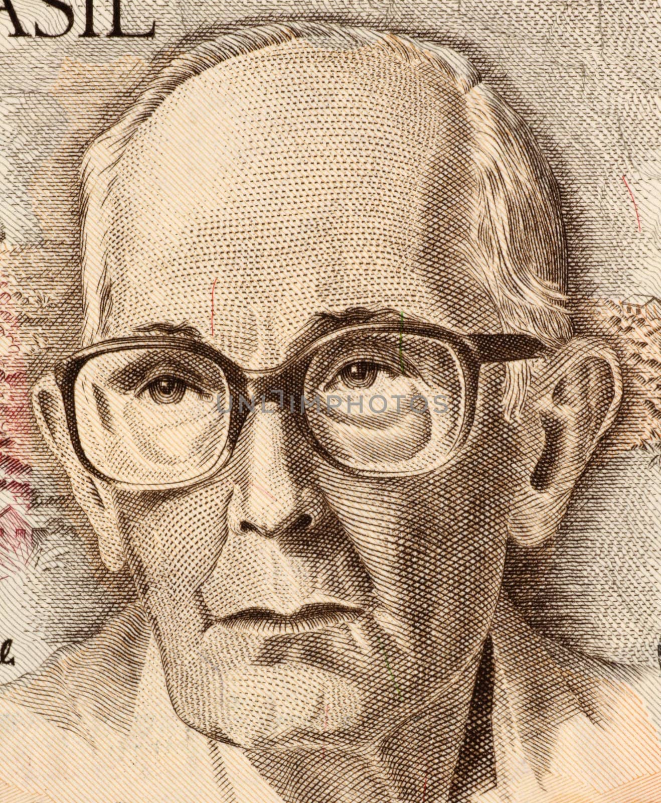 Drummond de Andrade on 50 Cruzados Novos 1989 Banknote from Brazil. Most influential Brazilian poet of the 20th century.