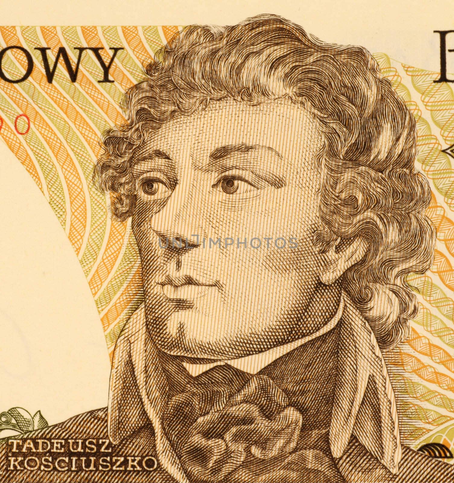 Thaddeus Kosciusko on 500 Zlotych 1988 Banknote from Poland. Polish, Belarussian and Lithuanian military leader. Led the 1794 uprising against Imperial Russia and the Kingdom of Prussia. Also fought in the American revolutionary war as a colonel in the continental army.