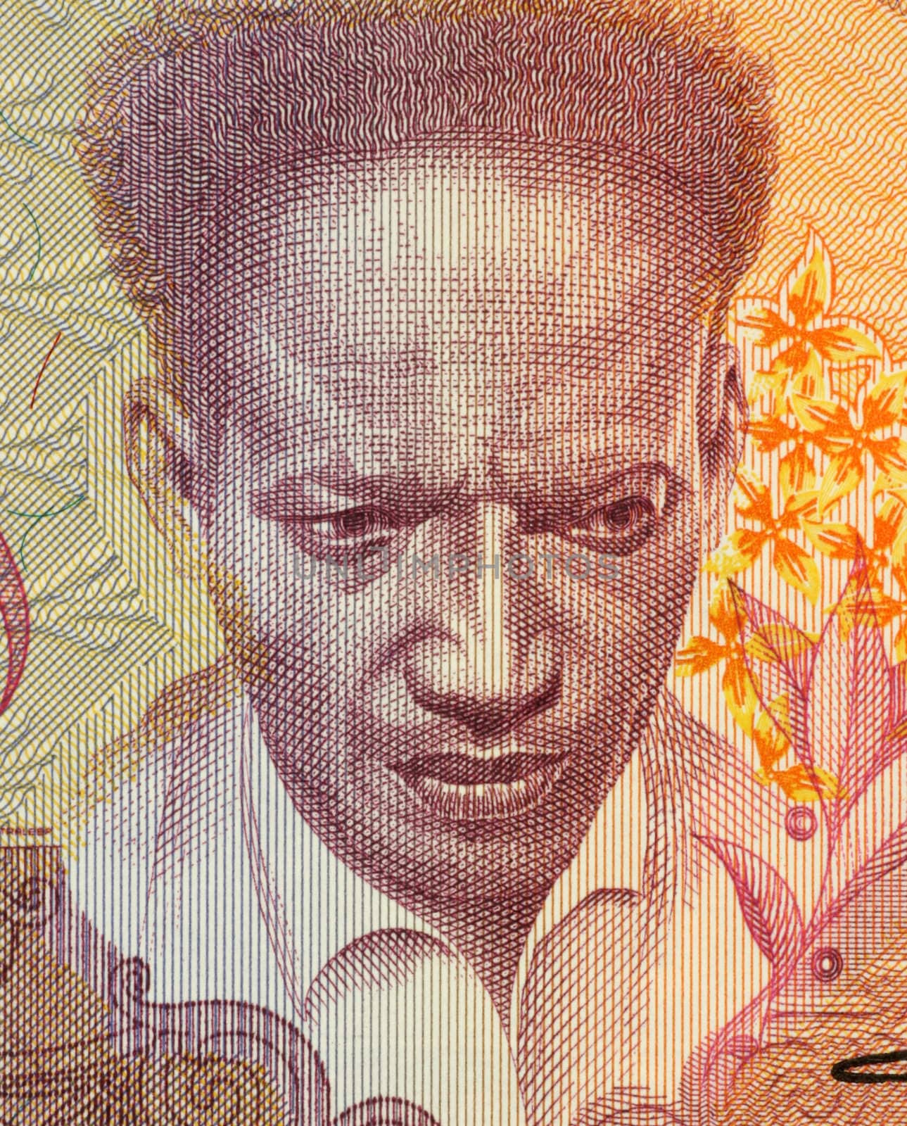 Anton de Kom on 100 Gulden 1988 Banknote from Suriname. Resistance fighter and anti-colonialist author.