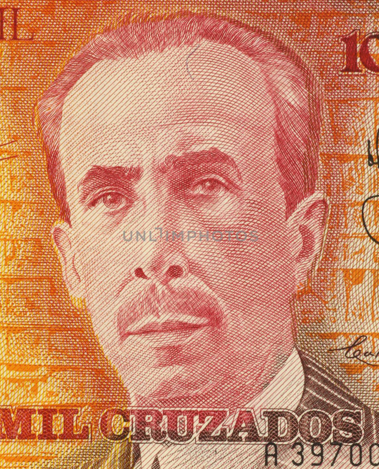 Carlos Chagas on 10000 Cruzados 1989 Banknote from Brazil. Biologist, physician and scientist active in the field of neuroscience.