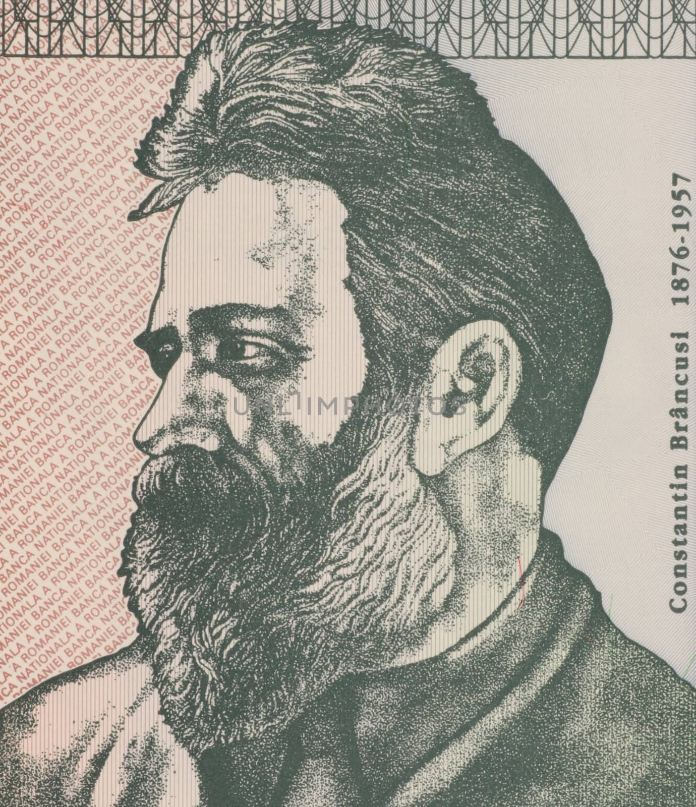 Constantin Brancusi on 500 Lei 1992 Banknote from Romania. Internationally renowned sculptor whose work blend simplicity and sophistication while led the way for modernist sculptors.