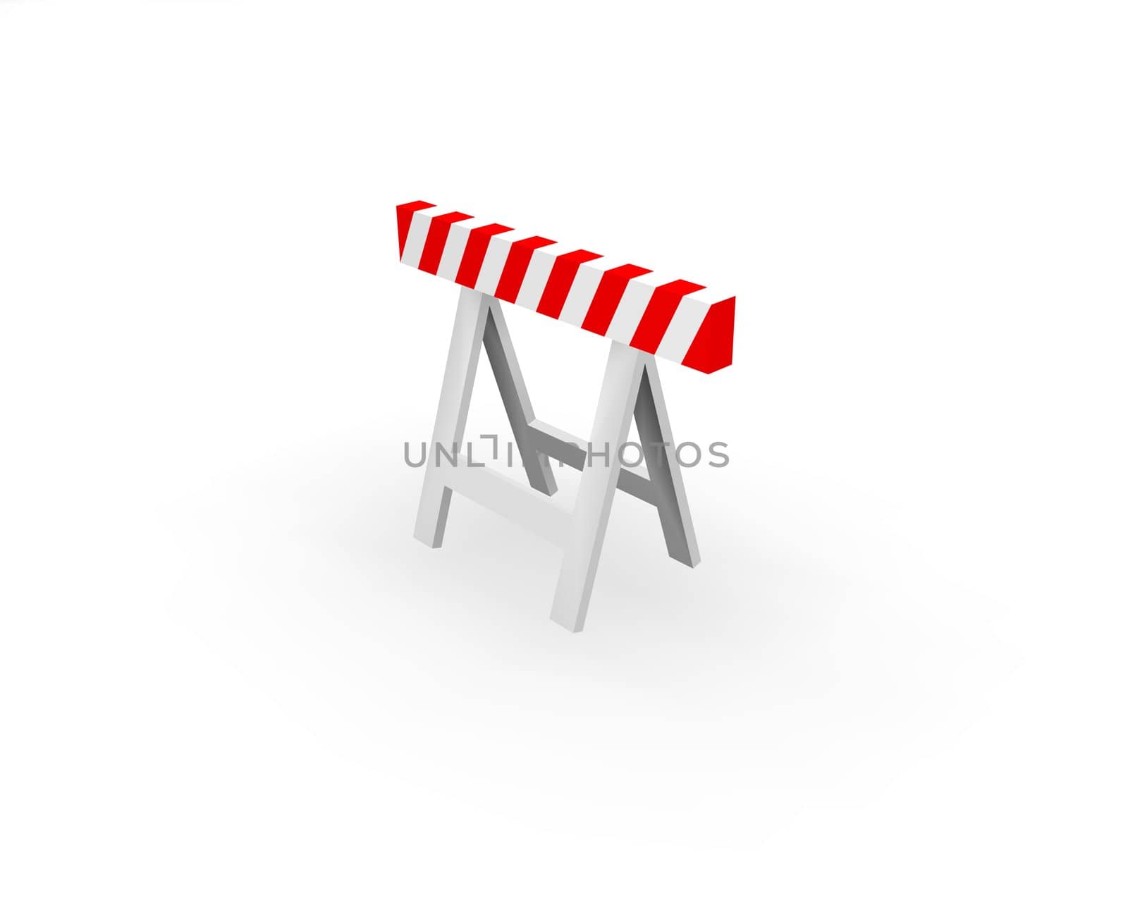 roadblock white and red on white background