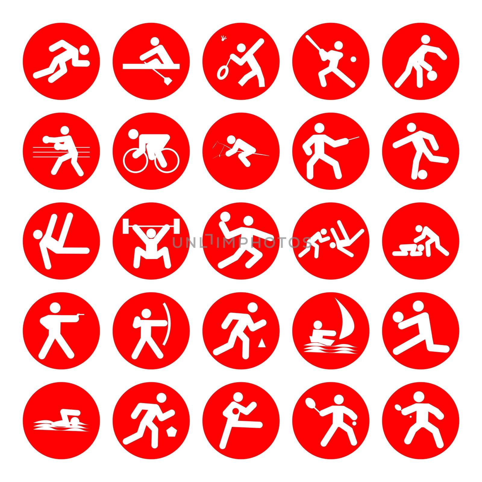 logos of sports, olympics games,red on white background