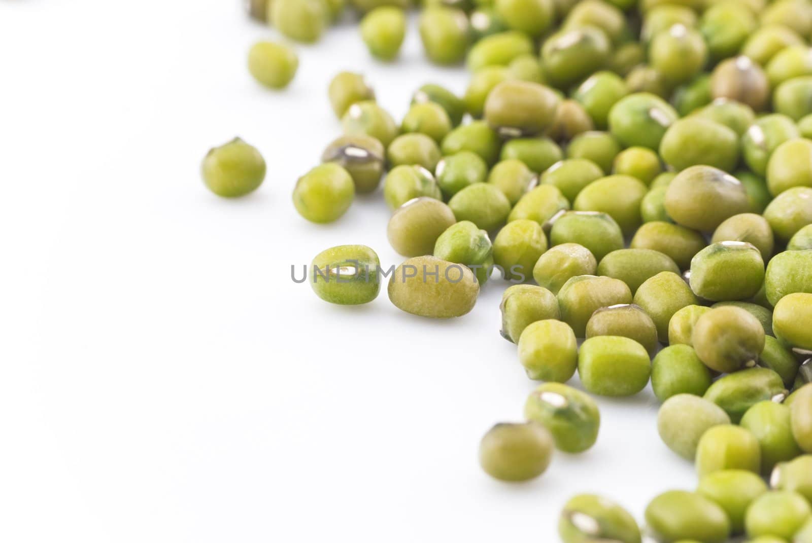 Mung Beans Closeup on White by frannyanne