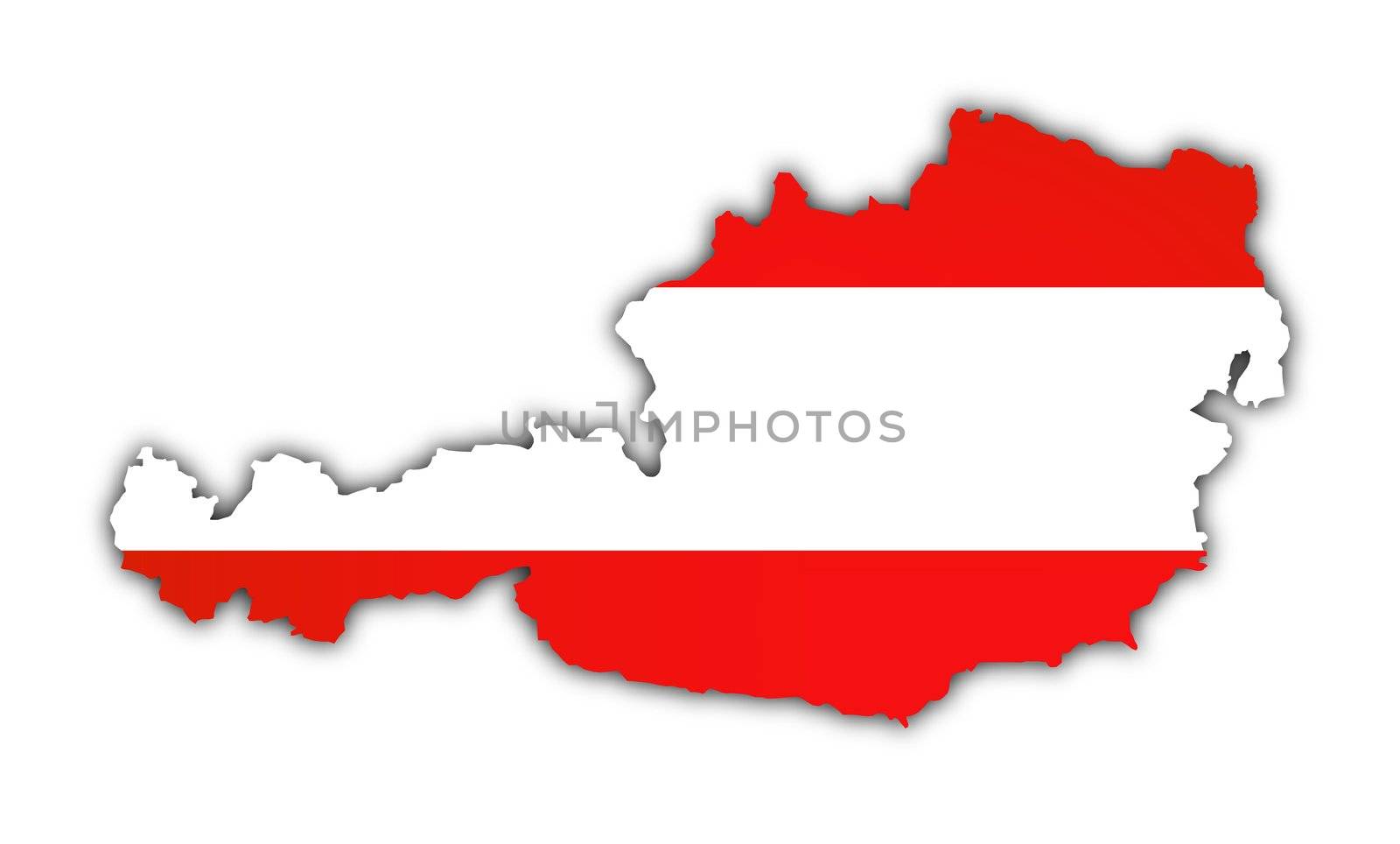 map and flag of austria on white background