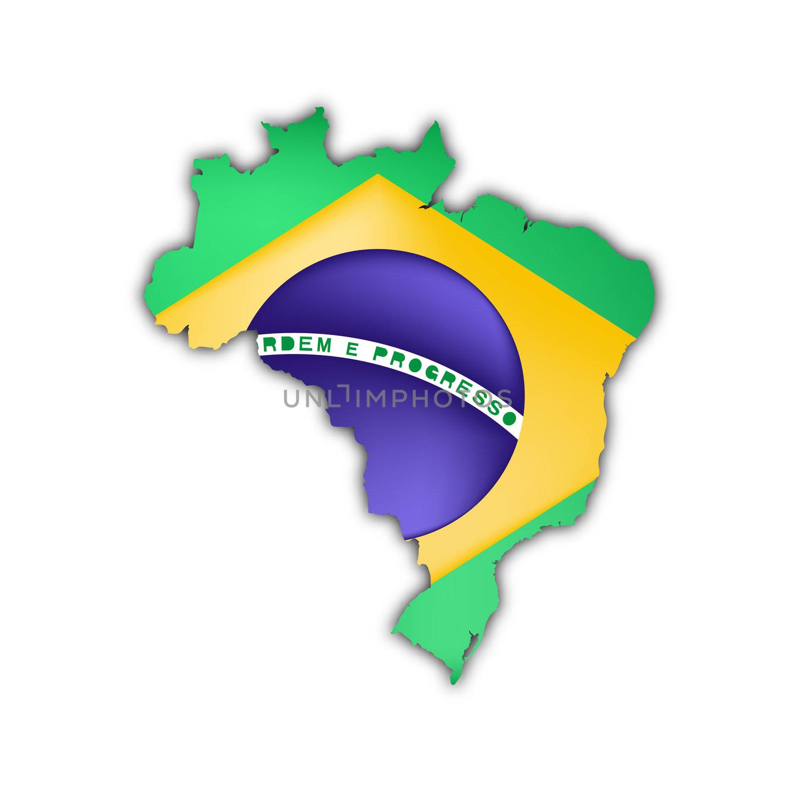 vector map of brazil with flag